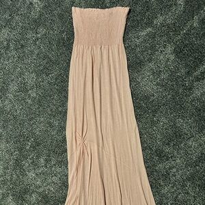 Urban Outfitters Blush Strapless Maxi Dress with Knot Detail